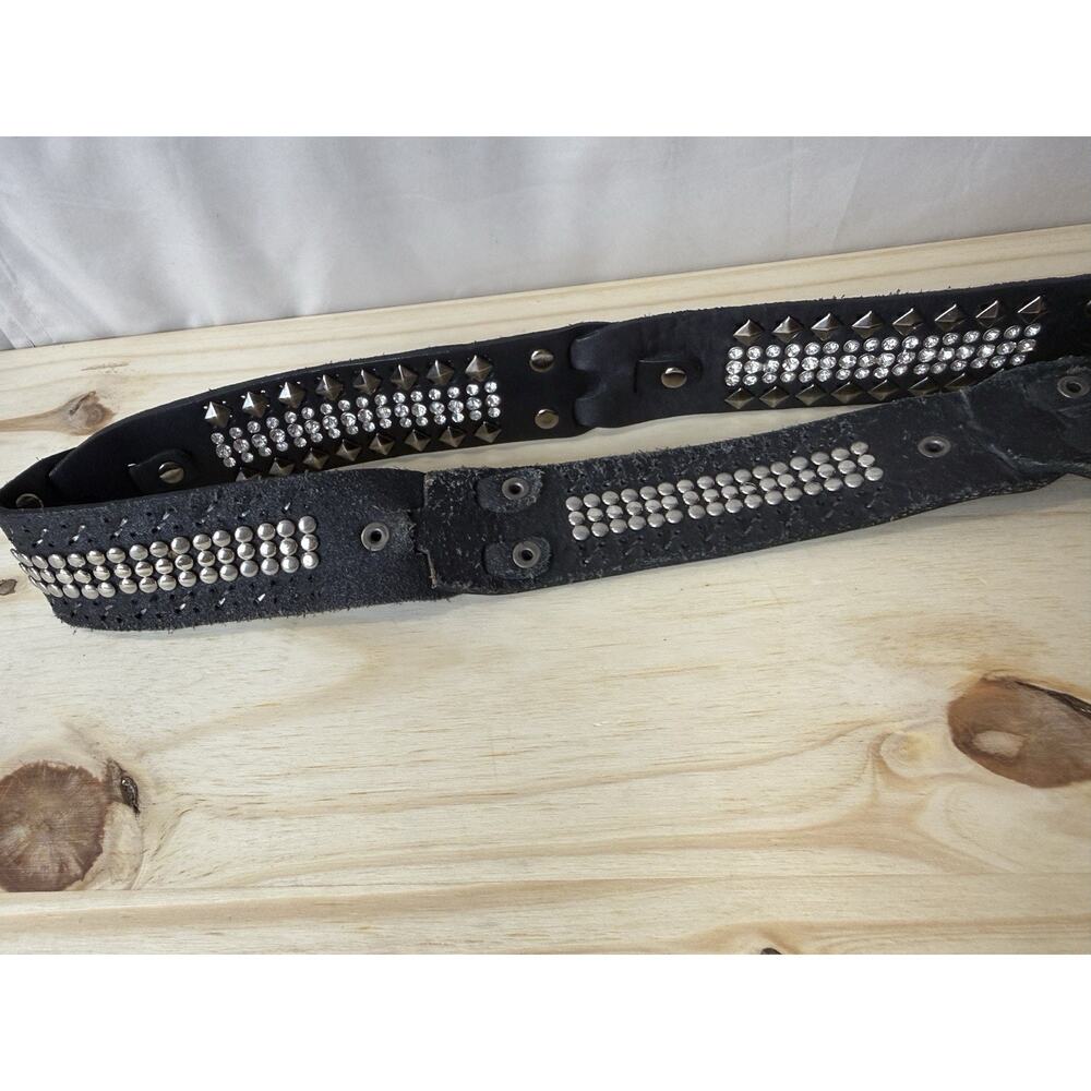 Daytrip Belt Black Genuine Leather Women’s M Rhinestones & Studded Bling - Picture 9 of 13